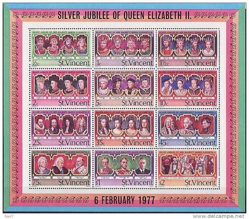 St VINCENT // 1977 Rois Et Reines D'Angleterre // BF NEUFS *** (MNH SET) - St.Vincent (1979-...)