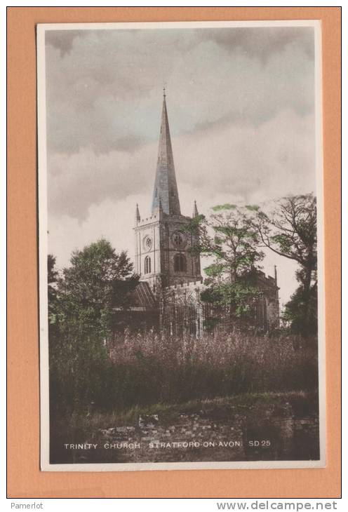 Angleterre England ( Trinity Church Stratford-on-Avon ) Cpa Postcard Real Photograph Carte Photo - Stratford Upon Avon