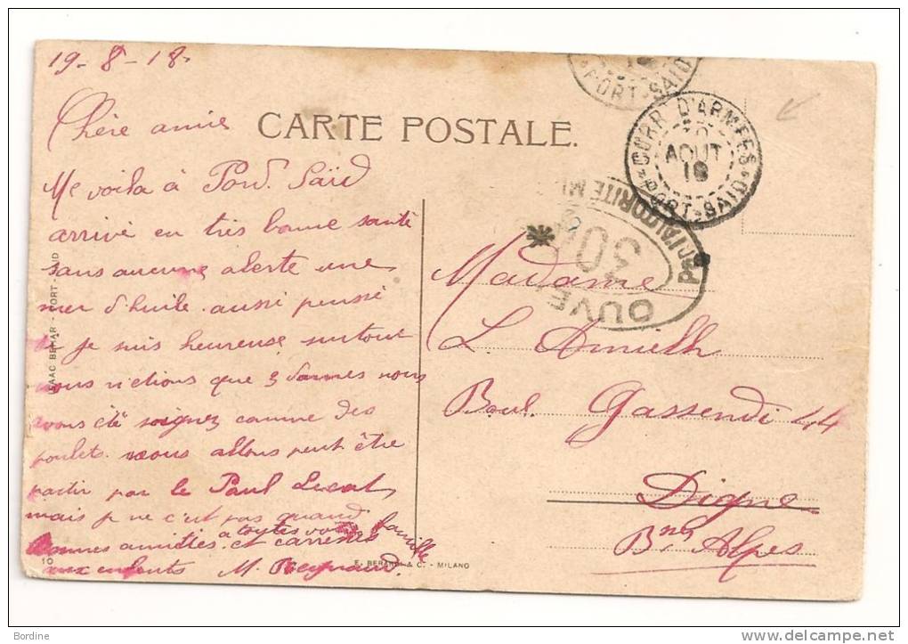 Lettre - EGYPTE - PORT SAID -Corresponance Militaire En Franchise - 1918 - RRR - Sonstige & Ohne Zuordnung