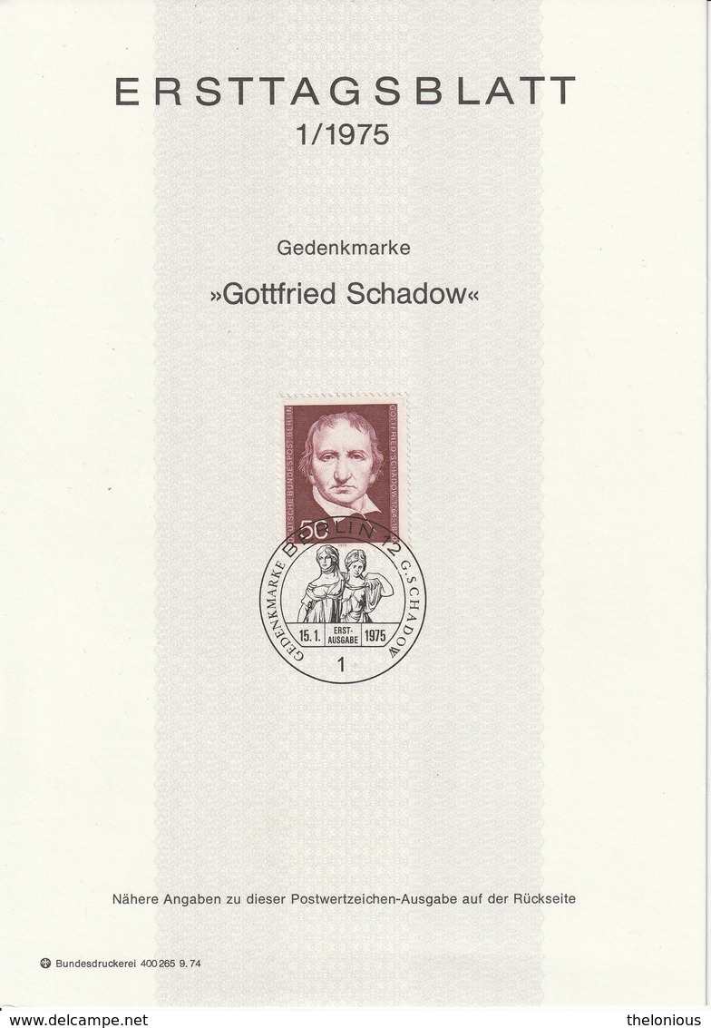 # 1975 Berlino - ETB N. 1 (ERSTTAGSBLATT) - 1er Día – FDC (hojas)