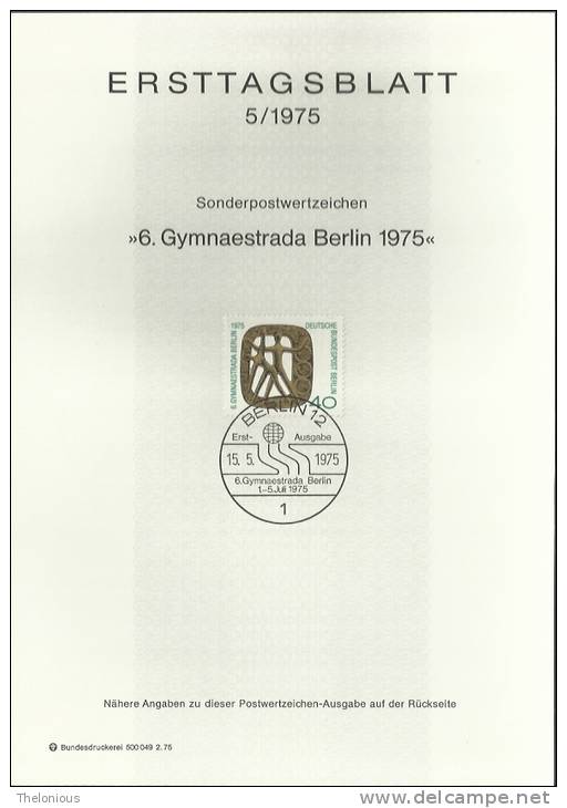 # 1975 Berlino - ETB N. 5 (ERSTTAGSBLATT) - 1. Tag - FDC (Ersttagblätter)