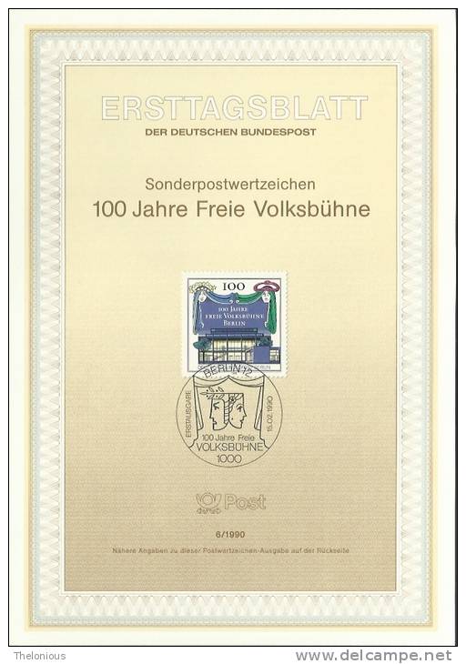 1990 Berlino - ETB N. 6 (ERSTTAGSBLATT) - 1e Dag FDC (vellen)
