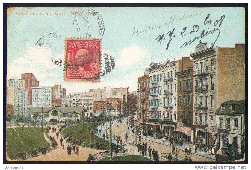 CPA Vintage Postcard New York Mulberry Bend Park Animé 1908 - Other & Unclassified