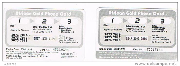 HONG KONG - MORE TELECOM  - AFRICAN GOLD: IN GOD WE TRUST (2 DIFFERENT: WITH & WITHOUT MORE IN  BACK) - USED - RIF.702 - Hongkong