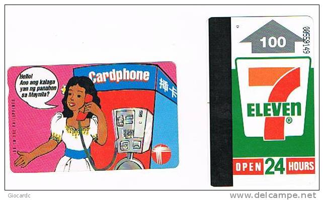 HONG KONG - H.K. TELECOM  (AUTELCA) - 1994 CALLING TO.... PHILIPPINES (7 ELEVEN BACK)  - USED  -  RIF. 709 - Hongkong