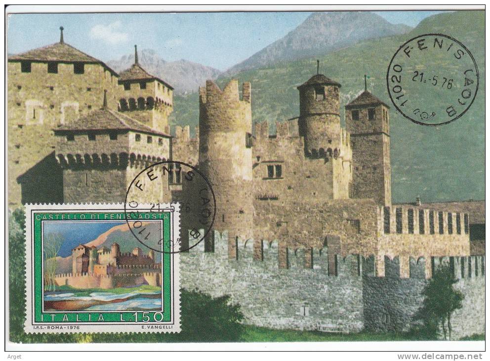 Carte Maximum ITALIE  N° Yvert  1259 (Château De Fenis) Obl 21.5.1976 - Maximum Cards