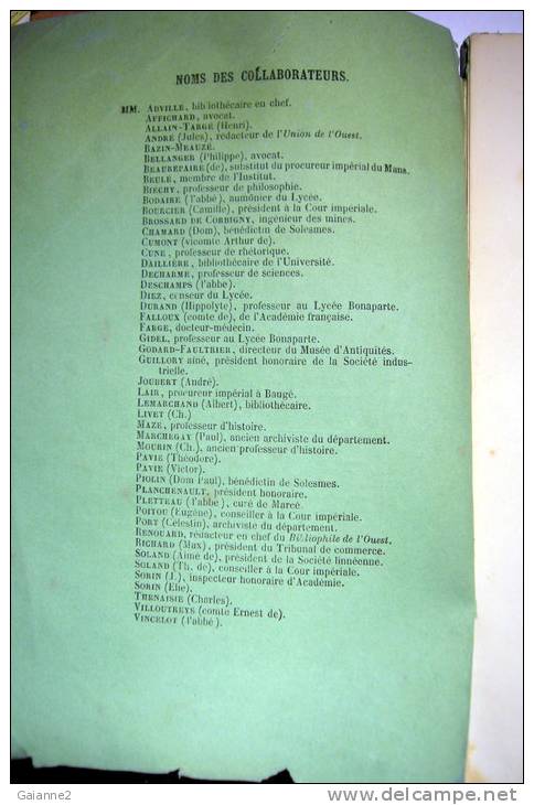 Revue Historique Littéraire Et Archéologique De L'anjou Première Année Tome Premier  1867 - Revues Anciennes - Avant 1900