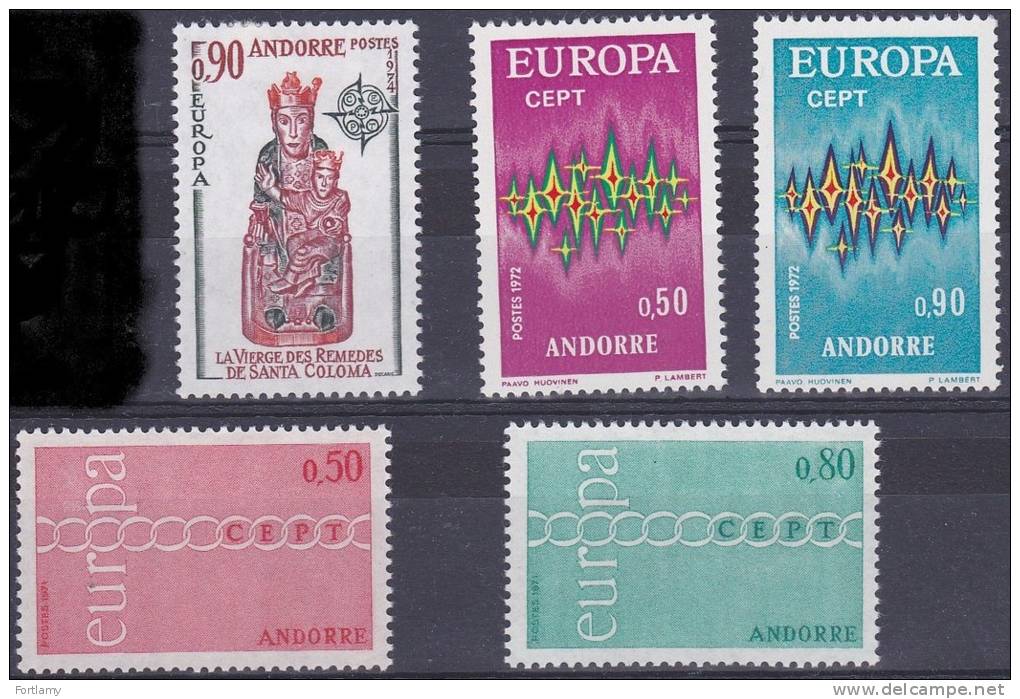 LOT 76 ANDORRE EUROPA N°212-213-217-218-238 * - Sonstige & Ohne Zuordnung