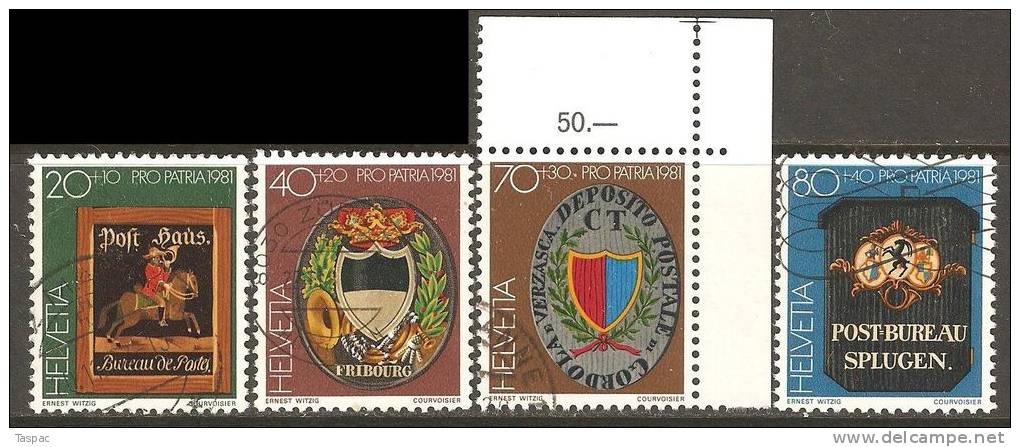 Switzerland 1981 Mi# 1199-1202 Used - Pro Patria / Post Office Signs - Gebraucht