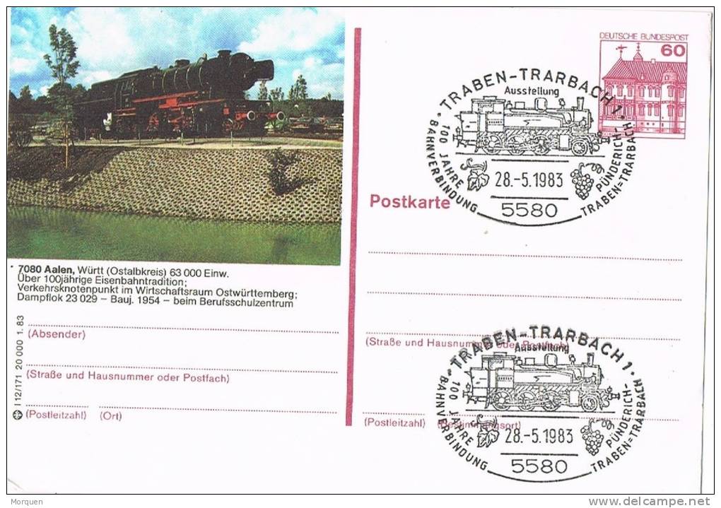 2603. Entero Postal TRABEN 1983 (Alemania) 100 Jahre Eisenbahnen. Ferrocarril - Illustrated Postcards - Used