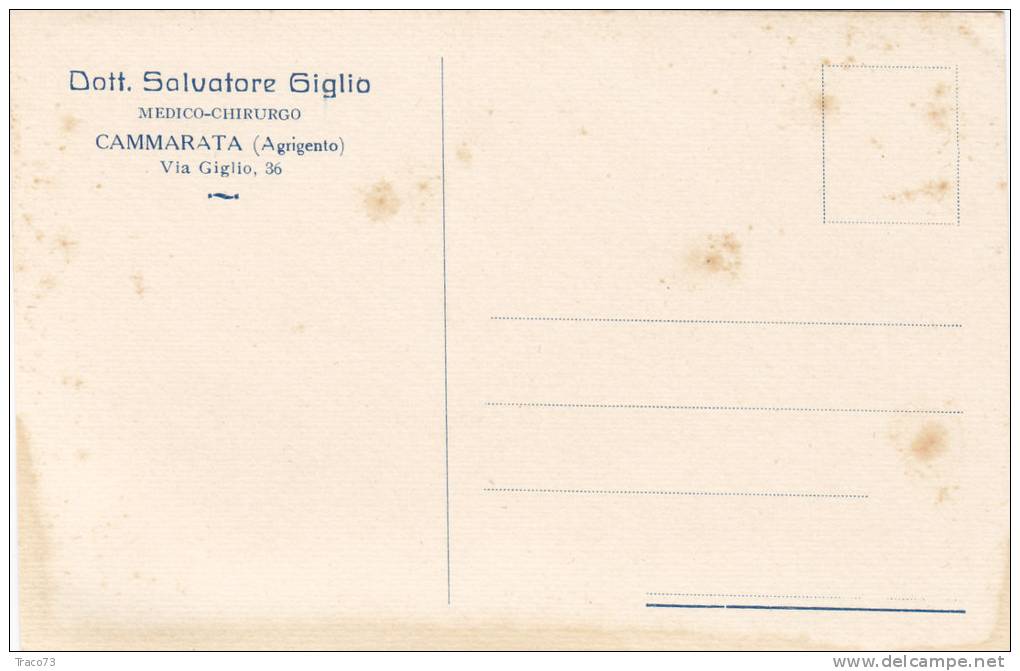CAMMARATA  (AG)  -  " Dott. Salvatore Giglio / Medico - Chirurgo "  - Card  /  Cartolina Pubblicitaria. - Publicité