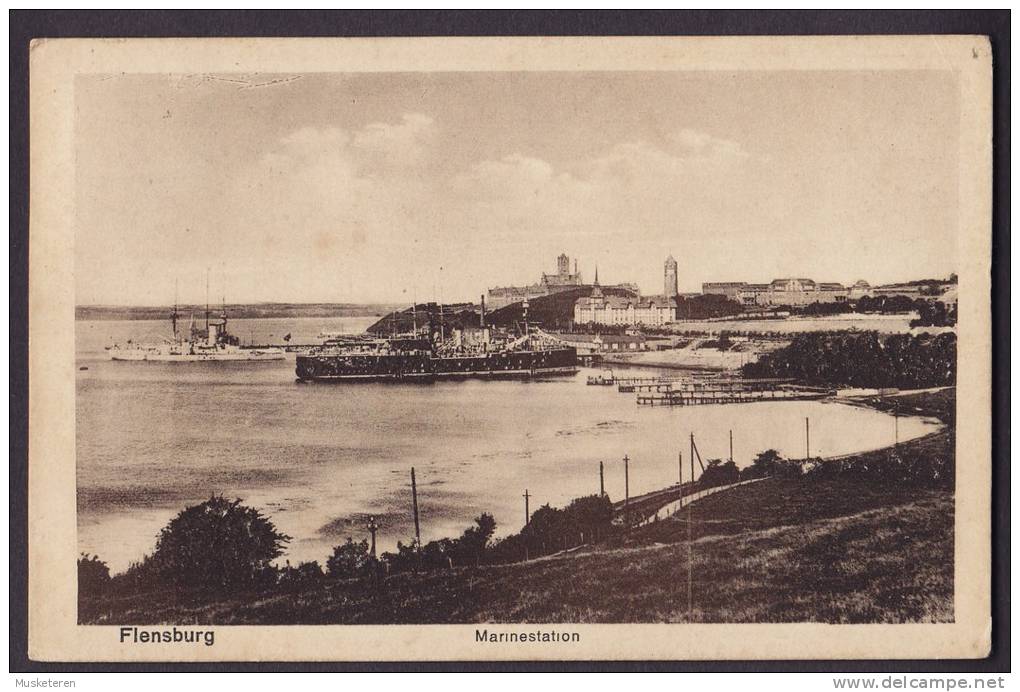 Germany Deutsches Reich PPC Flensburg Marinestation FLENSBURG 1918 (2 Scans) - Flensburg