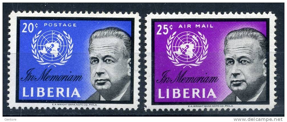 LIBERIA 1962 Dag Hammarskjold  Yvert Cat. N° 379 + Air 129 Perfect MNH ** - Dag Hammarskjöld