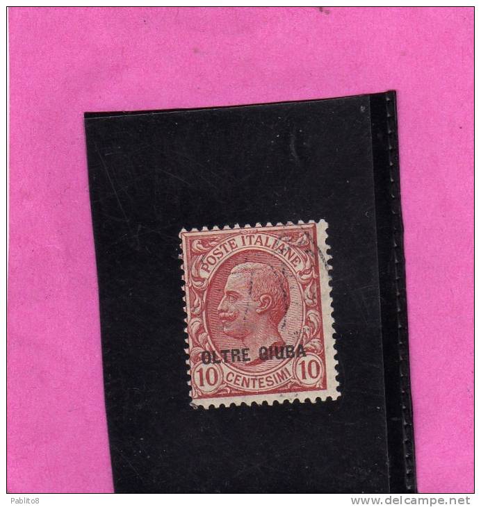 OLTRE GIUBA 1925 SOPRASTAMPATO D'ITALIA ITALY OVERPRINTED CENT. 10 C USATO USED OBLITERE' - Oltre Giuba