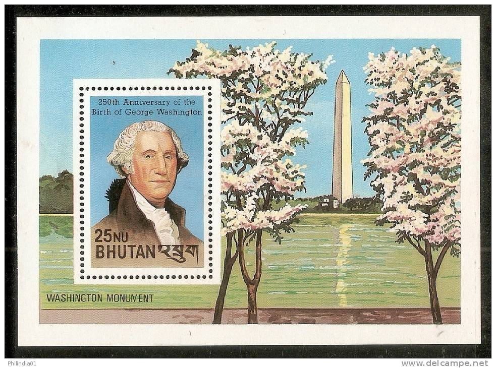 Bhutan 1982 George Washington Monument Flowering Tree Sc 359 M/s MNH # 13154 - George Washington