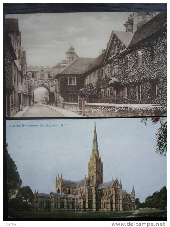 Serial Of 2 Cards - SALISBURY - Hig Street Gate Matrons College + Cathedral - Not Used - Lot 127 - Salisbury