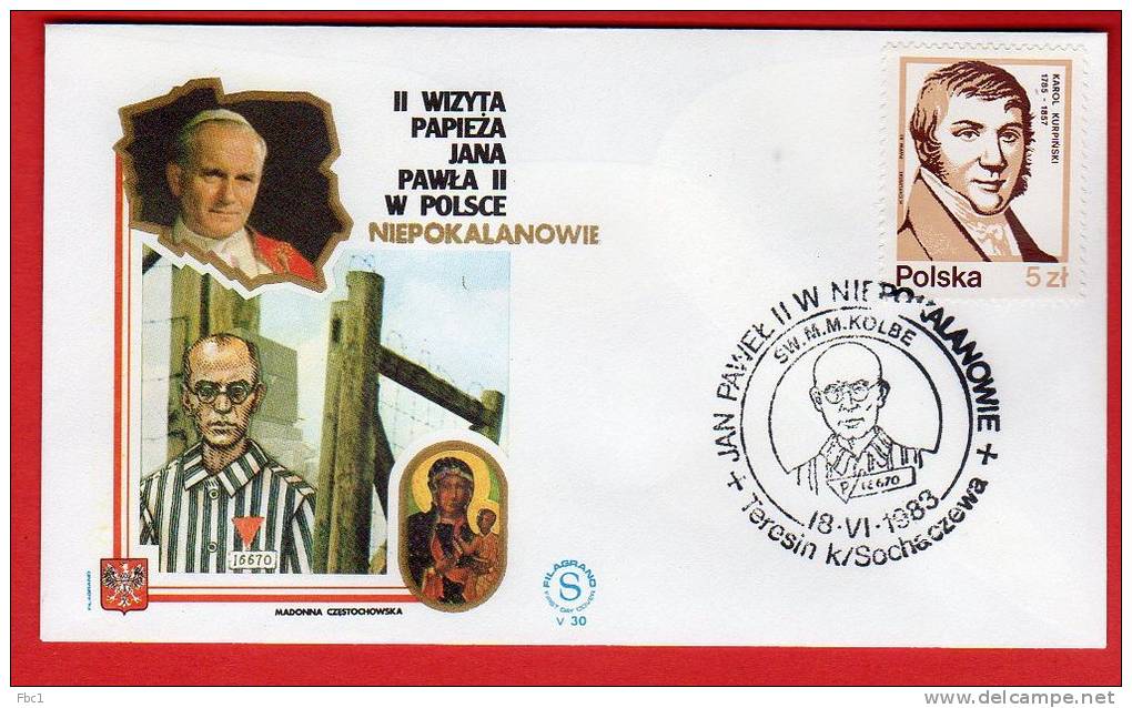 Pologne - Enveloppe Voyage Du Pape Jean Paul II  (Jana Pawla II) 1983  Niepokalanowie - Macchine Per Obliterare (EMA)