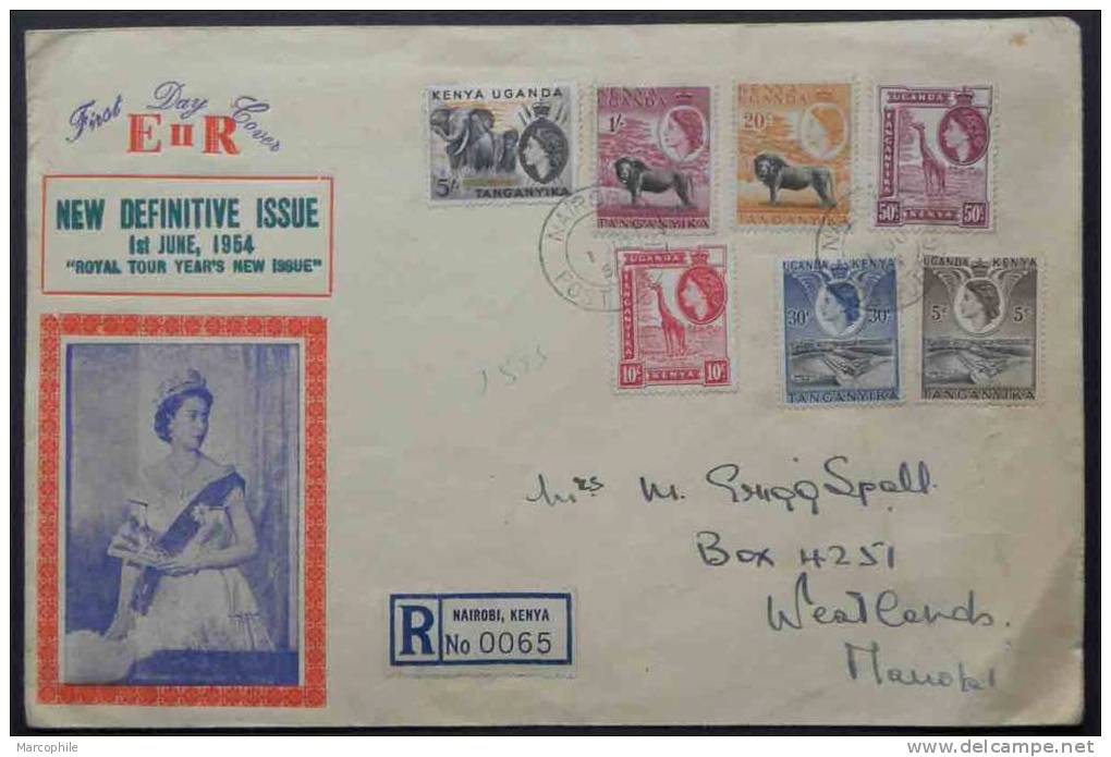 GB - KENYA - UGANDA - TANGANYIKA / 1954 ENVELOPPE FDC RECOMMANDEE  (ref 2144) - Kenya, Uganda & Tanganyika