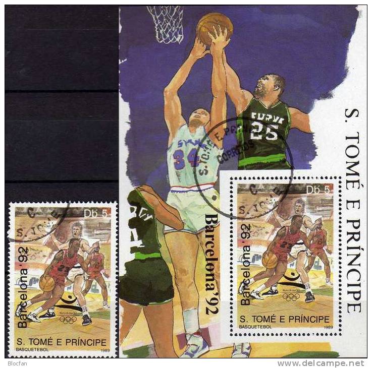 Olympiade Barcelona 1992 Basketball St. Thomas-/ Prinzen-Insel 1124+ Block 198 O 7€ Sport Bloc Olympic Sheet Of Sao Tome - Pallamano