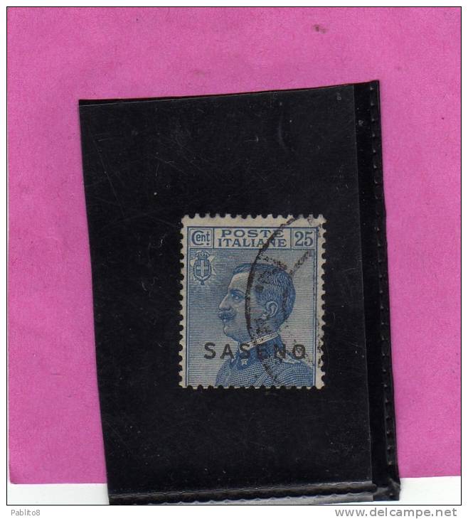 SASENO 1923 SOPRASTAMPATO D´ITALIA ITALY OVERPRINTED CENT. 25 C USATO USED OBLITERE' - Saseno