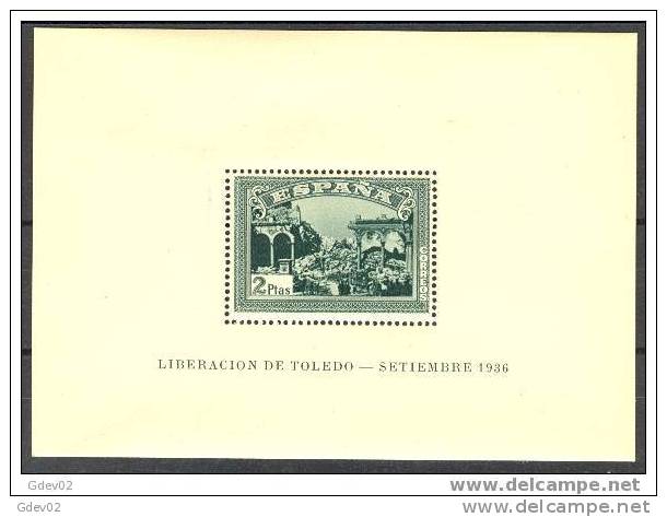 ES837-L1929TBH.España. Spain  .Espagne. HOJITA  DEL ALZAMIENTO NACIONAL.1937.  (Ed 837**) Sin Charnela.LUJO-OCASION - Blocks & Sheetlets & Panes