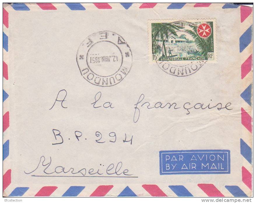 Moundou Tchad Afrique Colonie Française Lettre Par Avion Pour Marseille Marcophilie - Covers & Documents