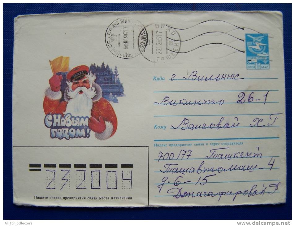 175* USSR, Postal Stationery Sent From Uzbekistan Tashkent To Lithuania  Vilnius, New Year - Uzbekistan
