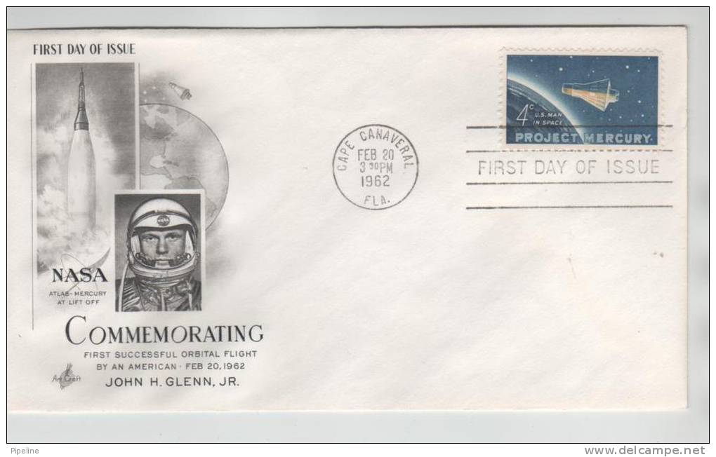 USA FDC 20-2-1962 Project Mercury With Art Craft Cachet - 1961-1970