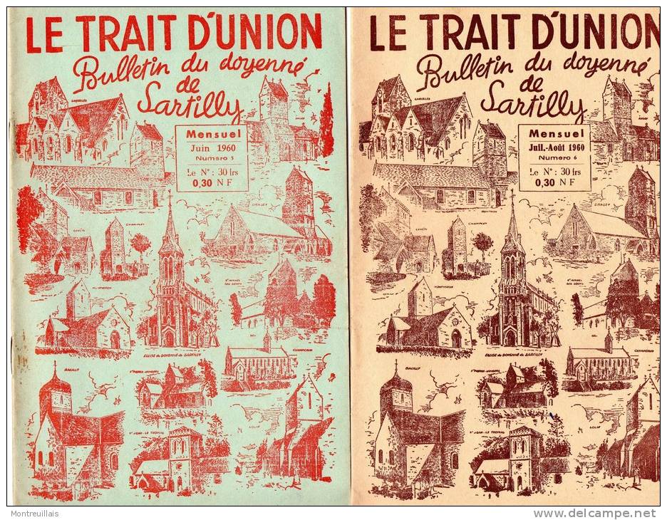 Lot De 9 Bulletins Du Doyenné De SARTILLY (50) De 1960, Trait D'union, Chaque Bulletin Fait 16 Pages - Wholesale, Bulk Lots