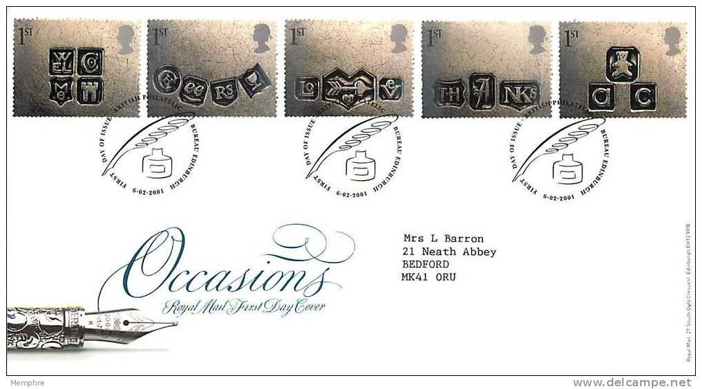 2001  Occasions   RM FDC    Special    Handstamp - 2001-2010 Decimal Issues