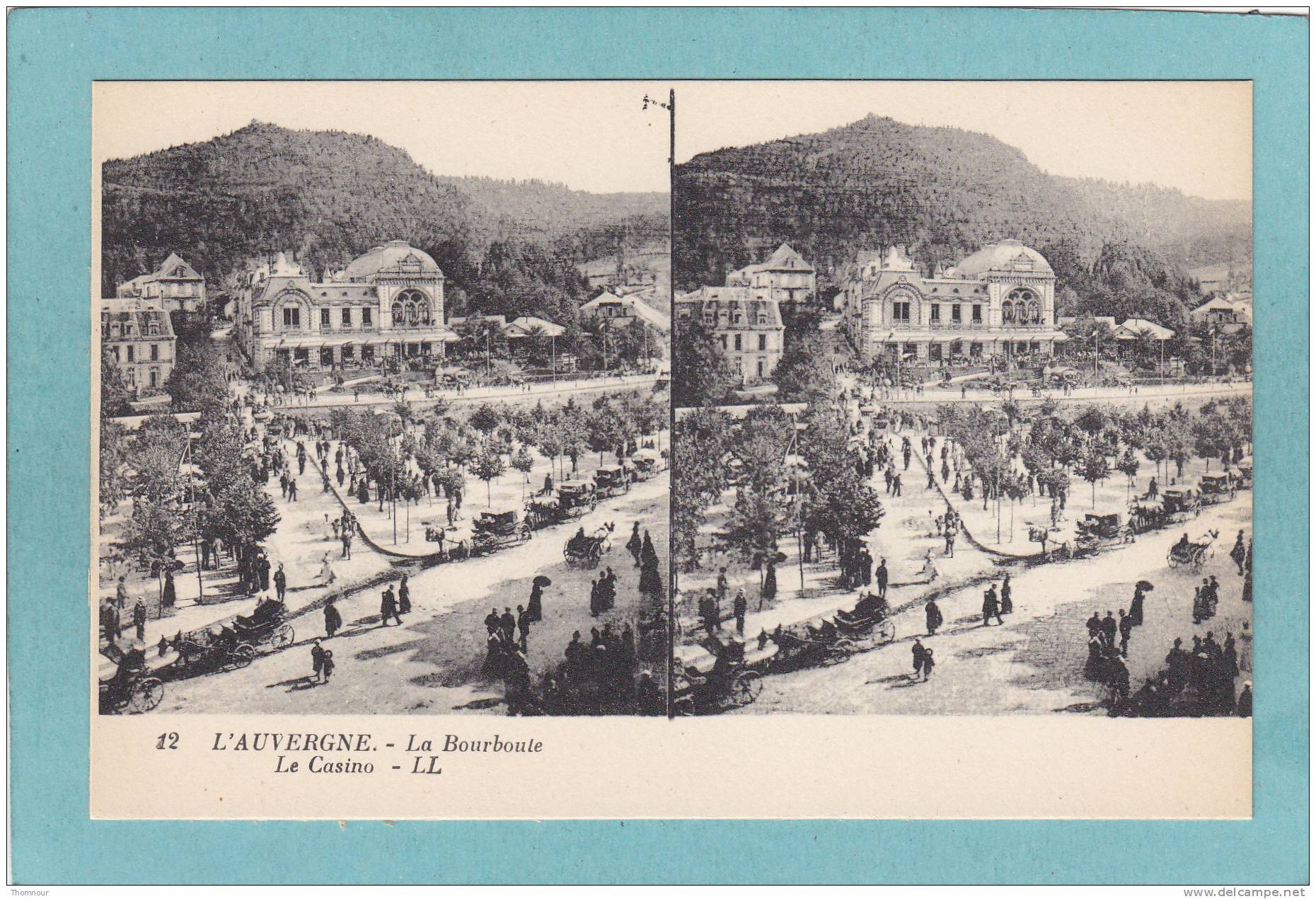 L ´ AUVERGNE.  -  La  Bourboule  -   Le Casino  -  BELLE  CARTE STEREO  - - Stereoskopie