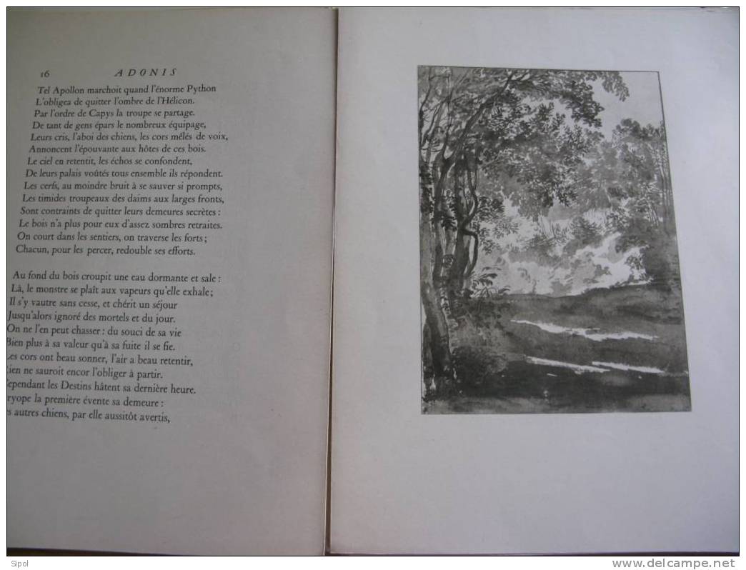 ADONIS Jean De La Fontaine -Illustrations Du Poussin- Exemplaire 233Editions D Histoire De L Art Librairie Plon MCMXLIII - Franse Schrijvers