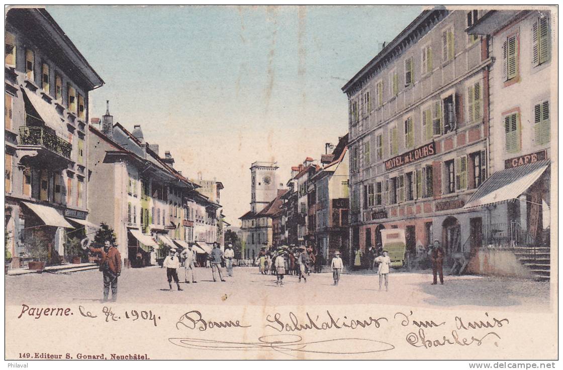 PAYERNE - Oblitérée Le 8.VII.1904 à Destination De Bulle - Carte Animée - Payerne