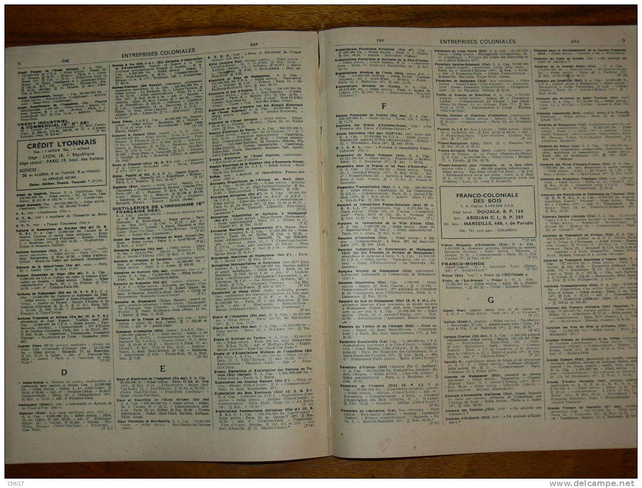 LISTE DES ENTREPRISES COLONIALES  FRANCAISES COMMERCE INDUSTRIE AGRICULTURE  ANNUAIRE BOTTIN 1951 - Telephone Directories