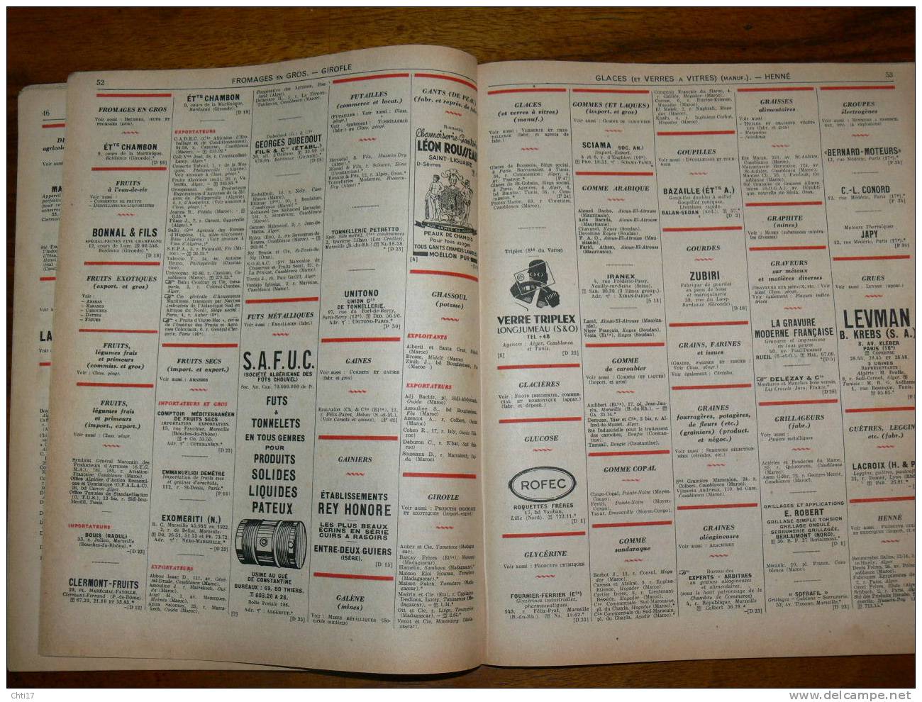 LISTE DES ENTREPRISES COLONIALES  FRANCAISES COMMERCE INDUSTRIE AGRICULTURE  ANNUAIRE BOTTIN 1951