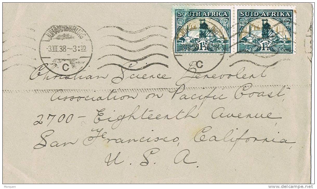 2182. Carta JOHANNESBURG (South Africa) 1938 - Lettres & Documents