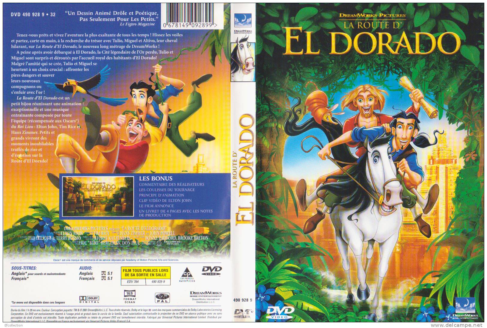 LA ROUTE D´EL DORADO - RECHERCHE DU TRESOR - DVD - DESSIN ANIME - AVENTURE - Cartoons