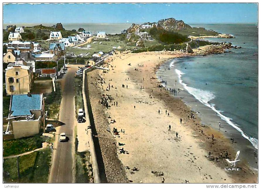 Finistere - Cpsm -ref 238- En Avion Au Dessus De Primel Tregastel - La Plage Et La Pointe   - Carte Bon Etat - - Primel