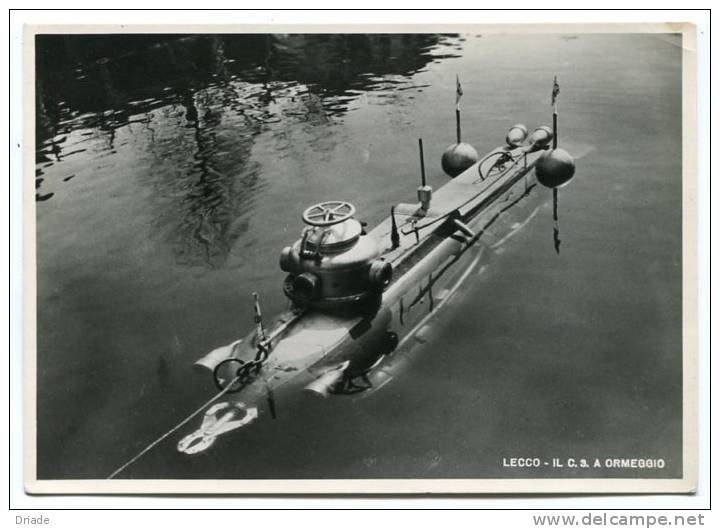 CARTOLINA FORMATO GRANDE SOTTOMARINO C3 LECCO BATISCAFO ANNO 1948 - Submarines