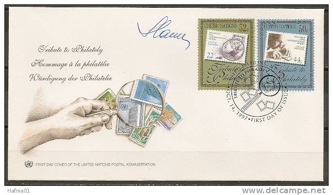 Czeslaw Slania. United Nations. New York 1997.  Tribute To Philately. Michel 746-47. FDC. Signed. - FDC