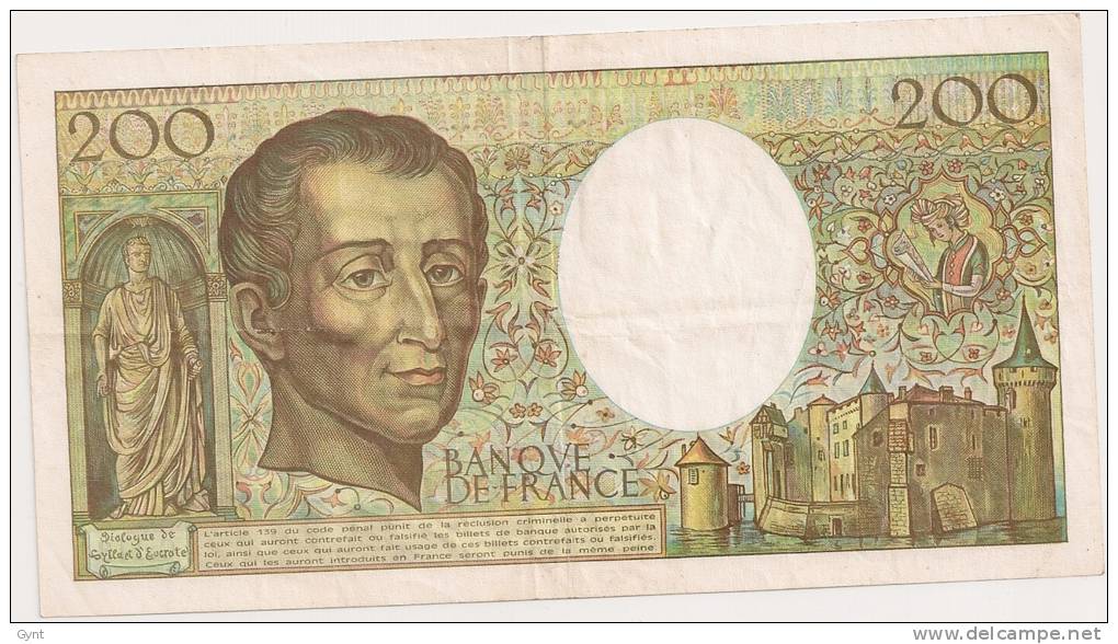 FRANCE 200 FRANCS MONTESQUIEU Fayette 70-10 C   C 113   SPLENDIDE 1990 - 200 F 1981-1994 ''Montesquieu''