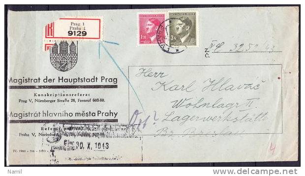 Boheme Et Moravie Imprimé Récommandé De Bureau De Prag 1 - Covers & Documents