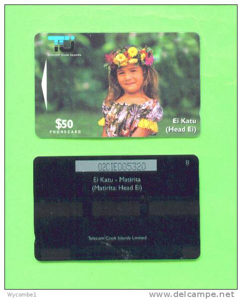 COOK ISLANDS - Magnetic Phonecard/Head Garland $50 - Cook-Inseln