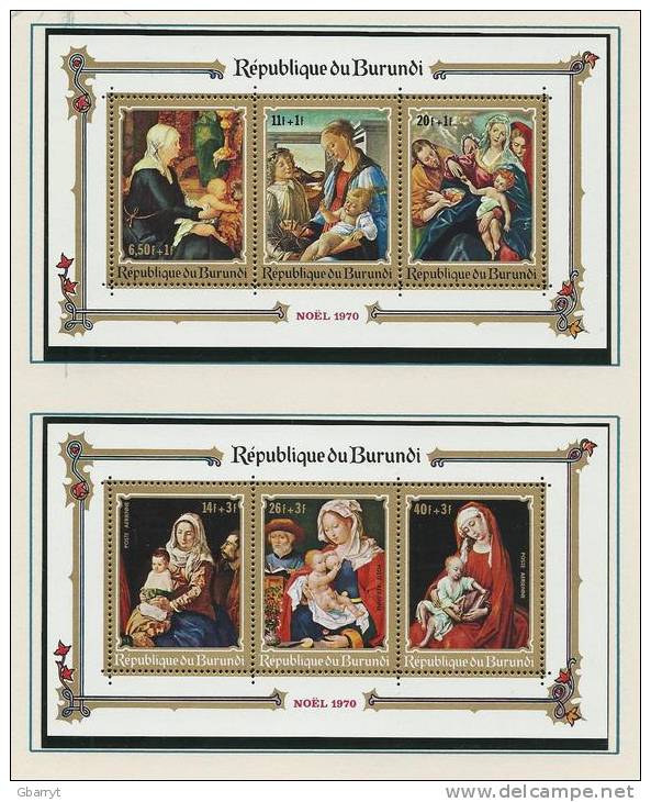 Burundi Scott # B46 - B48, CB12 - CB14 Perf & imperf  + Souvenier Sheets MNH VF complete ART religious art