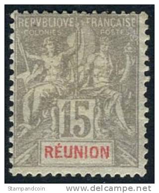 Reunion #42 Mint Hinged 15c From 1900 - Neufs