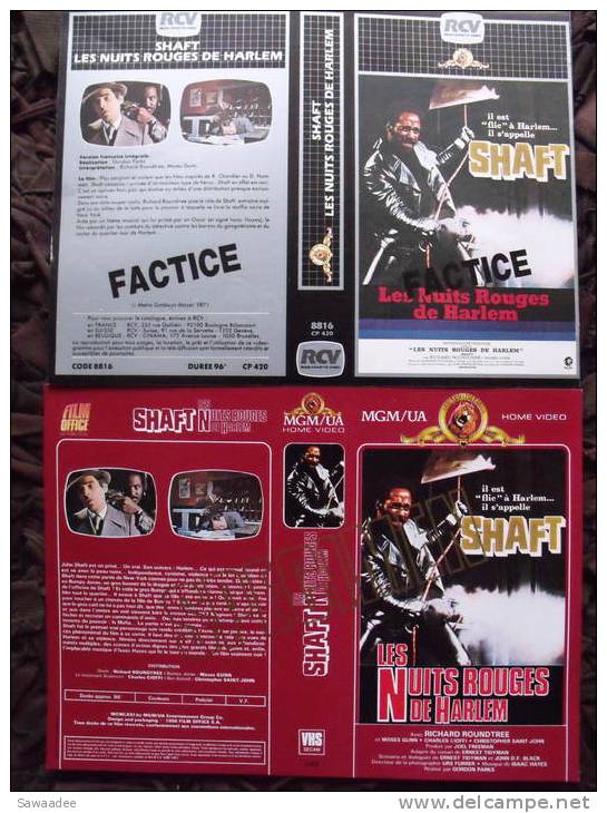 JAQUETTE - VHS - SHAFT - LES NUITS ROUGES DE HARLEM - LOT DE 2 - DEUX VERSIONS DIFFERENTES - Crime