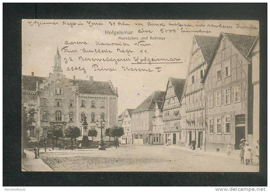 AK Allemagne - HOFGEISMAR - Marktplatz Und Rathaus (animée Cachet Militaire Au Dos F. Bächstädt) - Hofgeismar