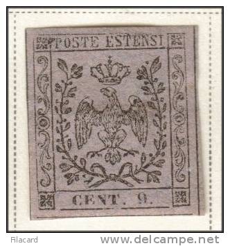 Italia Italy Italien Italie 1855  Modena  Aquila Estense 9 Cent Con Punto - Modena