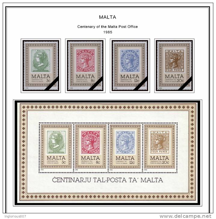 MALTA STAMP ALBUM PAGES 1860-2011 (196 color pages)