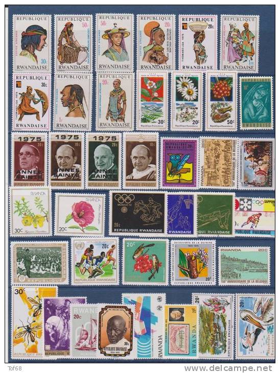 Afrique Rwanda Lot De 39 Timbres - Collections